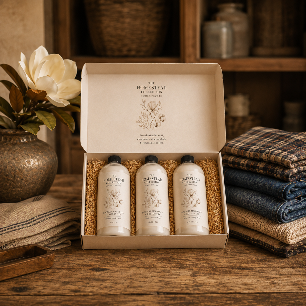Coming Soon - The Homestead Collection – Moonlit Magnolia & Cotton Sky Premium Laundry Wash, 3 Pack